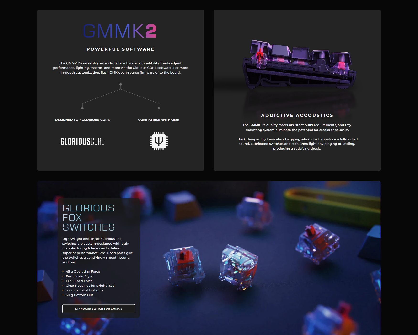 A large marketing image providing additional information about the product Glorious GMMK 2 Compact Mechanical Keyboard - Pink (Prebuilt) - Additional alt info not provided